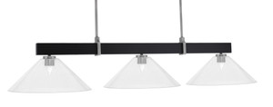 Wellington 3 Light Bar, Matte Black & Graphite Finish, 16" Clear Bubble Glass (1253-MBGP-308) Wellington 3 Light Bar, Matte Black & Graphite Finish, 16" Clear Bubble Glass (1253-MBGP-308)