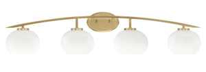 Kurve 4 Light Bath Bar, New Age Brass Finish, 7" White Muslin Glass (3724-NAB-212)