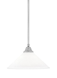 Stem Hung Pendant, Brushed Nickel Finish, 16" White Muslin Glass  (26-BN-318)