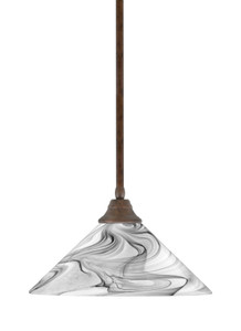 Stem Hung Pendant, Bronze Finish, 16" Onyx Swirl Glass  (26-BRZ-2169)