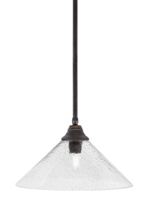 Stem Hung Pendant, Dark Granite Finish, 16" Smoke Bubble Glass (26-DG-2162)
