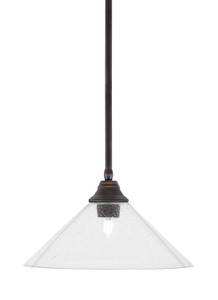 Stem Hung Pendant, Dark Granite Finish, 16" Clear Bubble Glass  (26-DG-308)