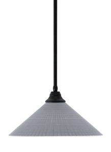 Stem Hung Pendant, Matte Black Finish, 16" Gray Matrix Glass (26-MB-4012)