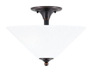 Semi-Flush, 2 Bulbs, Black Copper Finish, 16" White Marble Glass (121-BC-2161)