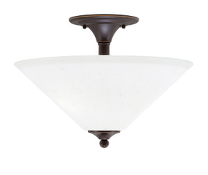 Semi-Flush, 2 Bulbs, Dark Granite Finish, 16" White Muslin Glass (121-DG-318)