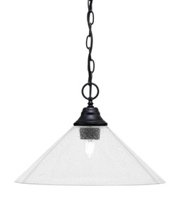 Chain Hung Pendant, Matte Black Finish, 16" Clear Bubble Glass  (10-MB-308)