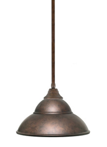 Stem Hung Pendant, Bronze Finish, 13" Bronze Double Bubble Metal Shade  (26-BRZ-428-BRZ)