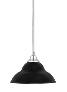 Stem Hung Pendant, Chrome Finish, 13" Matte Black Double Bubble Metal Shade  (26-CH-428-MB)