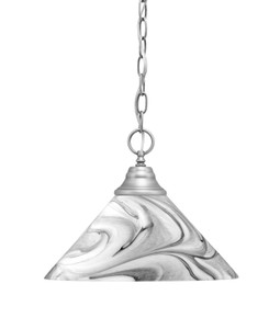 Chain Hung Pendant, Brushed Nickel Finish, 12" Onyx Swirl Glass (10-BN-2129)