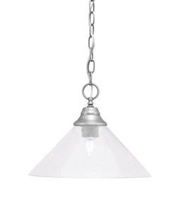 Chain Hung Pendant, Brushed Nickel Finish, 12" Clear Bubble Glass (10-BN-306)