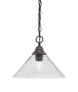 Chain Hung Pendant, Dark Granite Finish, 12" Smoke Bubble Glass (10-DG-2122)