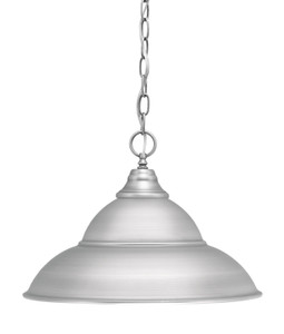 Chain Hung Pendant, Brushed Nickel Finish, 16" Brushed Nickel Double Bubble Metal Shade (10-BN-429-BN)