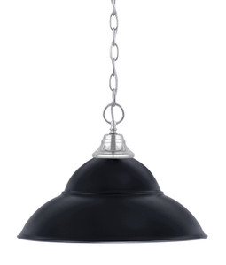 Chain Hung Pendant, Chrome Finish, 16" Matte Black Double Bubble Metal Shade (10-CH-429-MB)