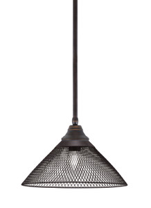 Stem Hung Pendant, Chrome Finish, 14" Matte Black Cone Mesh Metal Shade (26-DG-808-DG)