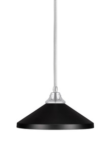Stem Hung Pendant, Chrome Finish, 14" Matte Black Cone Metal Shade  (26-CH-424-MB)