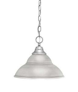 Chain Hung Pendant, Brushed Nickel Finish, 13" Brushed Nickel Double Bubble Metal Shade (10-BN-428-BN)
