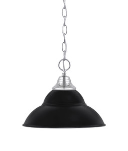 Chain Hung Pendant, Chrome Finish, 13" Matte Black Double Bubble Metal Shade (10-CH-428-MB)