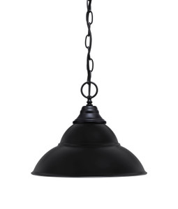 Chain Hung Pendant, Matte Black Finish, 13" Matte Black Double Bubble Metal Shade (10-MB-428-MB)