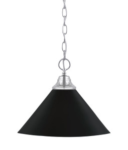 Chain Hung Pendant, Chrome Finish, 14" Matte Black Cone Metal Shade (10-CH-420-MB)