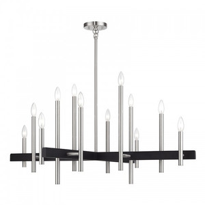 Denmark 12 Light Brushed Nickel Extra Large Chandelier with Black Accents (49349-91) Denmark 12 Light Brushed Nickel Extra Large Chandelier with Black Accents (49349-91)