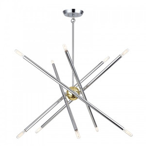 Soho 10 Light Polished Chrome Chandelier with Polished Brass Finish Accents (47006-52)