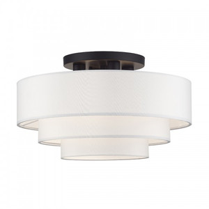Manorwood 4 Light Bronze Extra Large Semi-Flush with Hand Crafted Off-White Color Fabric Hardback Shades (50307-07)
