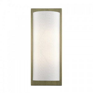 Brenton 1 Light Antique Brass Large ADA Sconce with Hand Crafted Off-White Fabric Shade (50861-01)