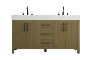 60 Inch Double Bathroom Vanity In Chestnut Brown (VF60660DMCB)