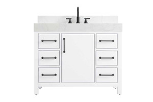 42 Inch Single Bathroom Vanity In White With Backsplash (VF60642WH-BS)