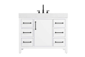 42 Inch Single Bathroom Vanity In White (VF60642WH)