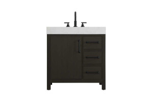 32 Inch Single Bathroom Vanity In Mocha Brown (VF60632MMB)