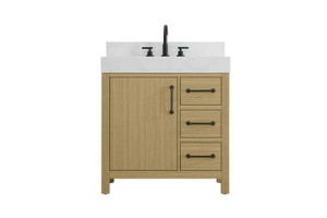 32 Inch Single Bathroom Vanity In Honey Brown With Backsplash (VF60632MHB-BS)