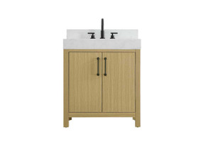 30 Inch Single Bathroom Vanity In Honey Brown With Backsplash (VF60630MHB-BS)