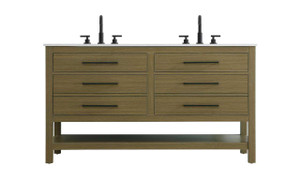 60 Inch Double Bathroom Vanity In Chestnut Brown (VF60560DMCB)