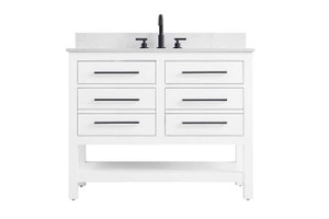 42 Inch Single Bathroom Vanity In White With Backsplash (VF60542WH-BS)