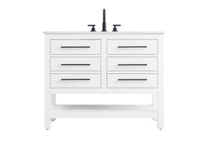 42 Inch Single Bathroom Vanity In White (VF60542WH)