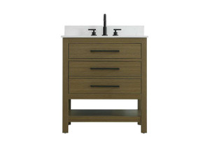 30 Inch Single Bathroom Vanity In Chestnut Brown With Backsplash (VF60530MCB-BS)