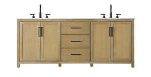84 Inch Double Bathroom Vanity In Linen Oak (VF29584DLO)