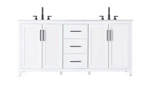 72 Inch Double Bathroom Vanity In White (VF29572DWH)