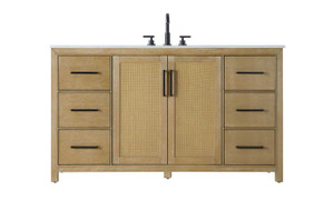 60 Inch Single Bathroom Vanity In Linen Oak (VF29560LO)