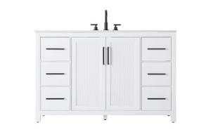54 Inch Single Bathroom Vanity In White (VF29554WH)