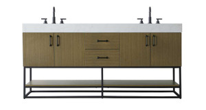 72 Inch Double Bathroom Vanity In Chestnut Brown (VF29272DMCB)