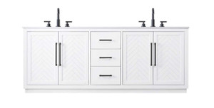 84 Inch Double Bathroom Vanity In White (VF29084DWH)
