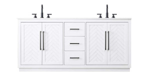 72 Inch Double Bathroom Vanity In White (VF29072DWH)