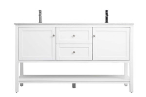 60 Inch Double Bathroom Vanity In White (VF22260DWH)