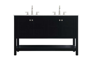 54 Inch Double Bathroom Vanity In Black (VF16454DBK)