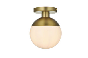 Eclipse 8 Inch Flush Mount Frosted White Shade In Satin Gold (LD6050SG)
