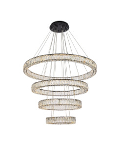 Monroe 41 Inch Led Four Ring Chandelier In Black (3503G41BK)