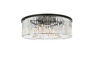 Sydney 10 Light Matte Black Flush Mount Clear Royal Cut Crystal (1238F43MB/RC)