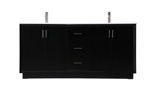 72 Inch Double Bathroom Vanity In Black (VF19672DBK)